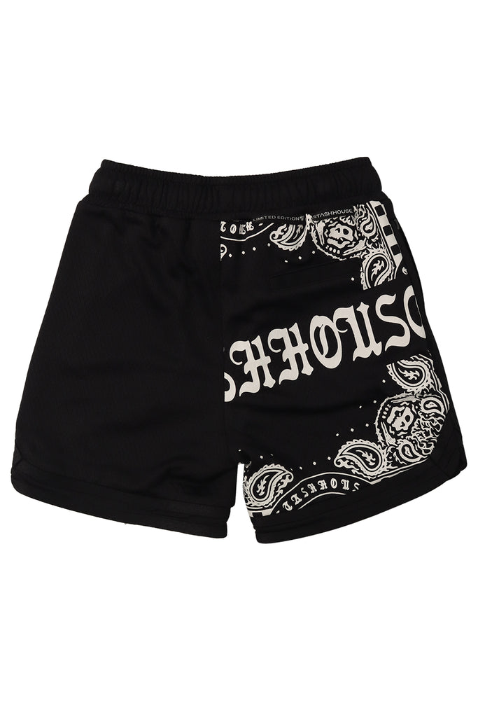 "SCARF" BLACK TODDLER MESH SHORTS