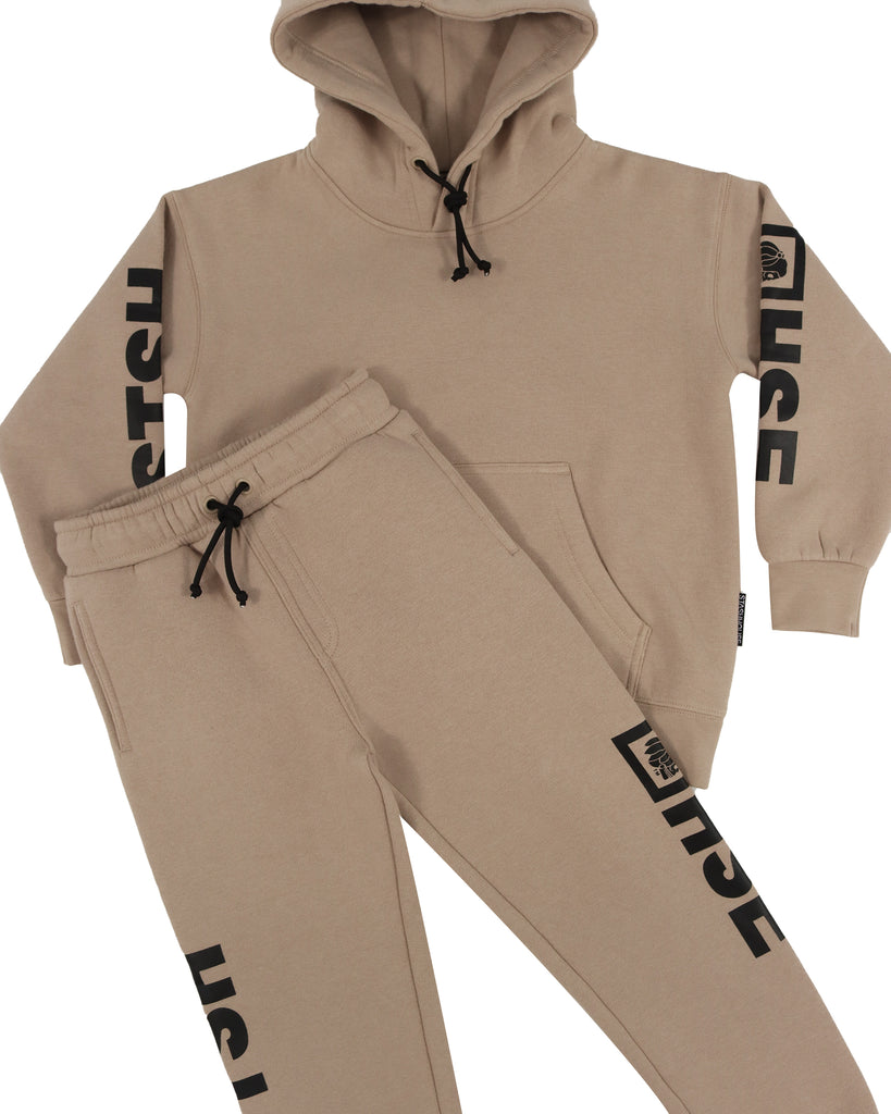"TITLE" TAUPE TODDLER TRACK PANTS