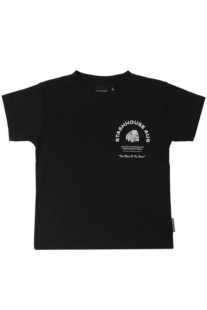 "LEISURE" BLACK TODDLER TEE