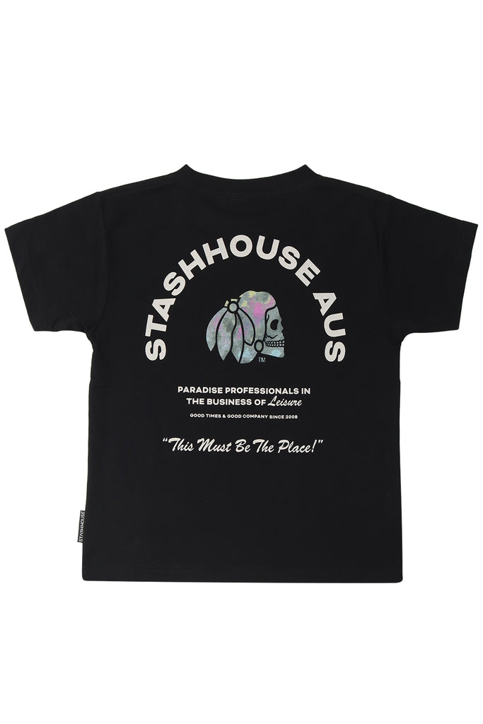 "LEISURE" BLACK TODDLER TEE