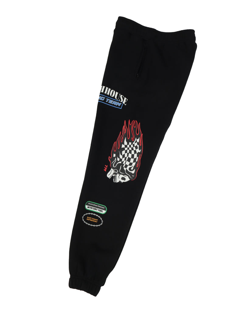 "FUEL" BLACK CLASSIC FIT TRACK PANTS