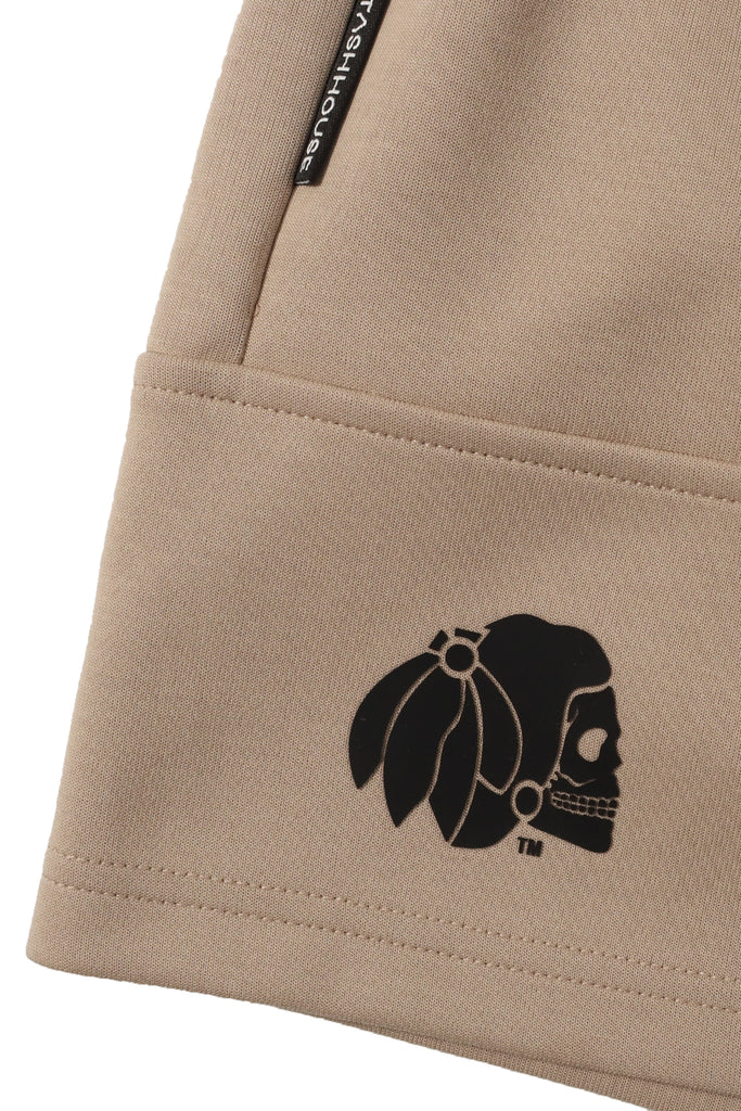 "ESSENTIAL" TAUPE TRACK SHORTS