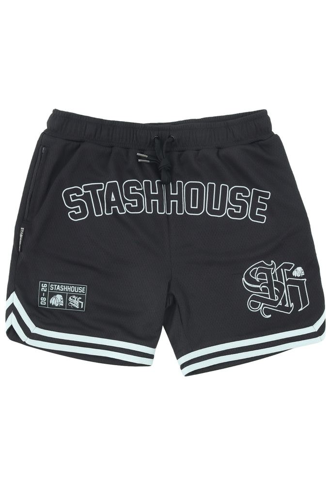 "LOCKED" BLACK MESH YOUTH TRACK SHORTS