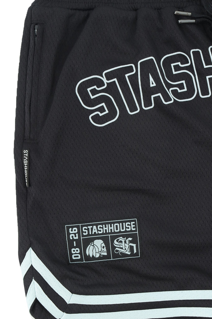 "LOCKED" BLACK MESH TODDLER MESH SHORTS