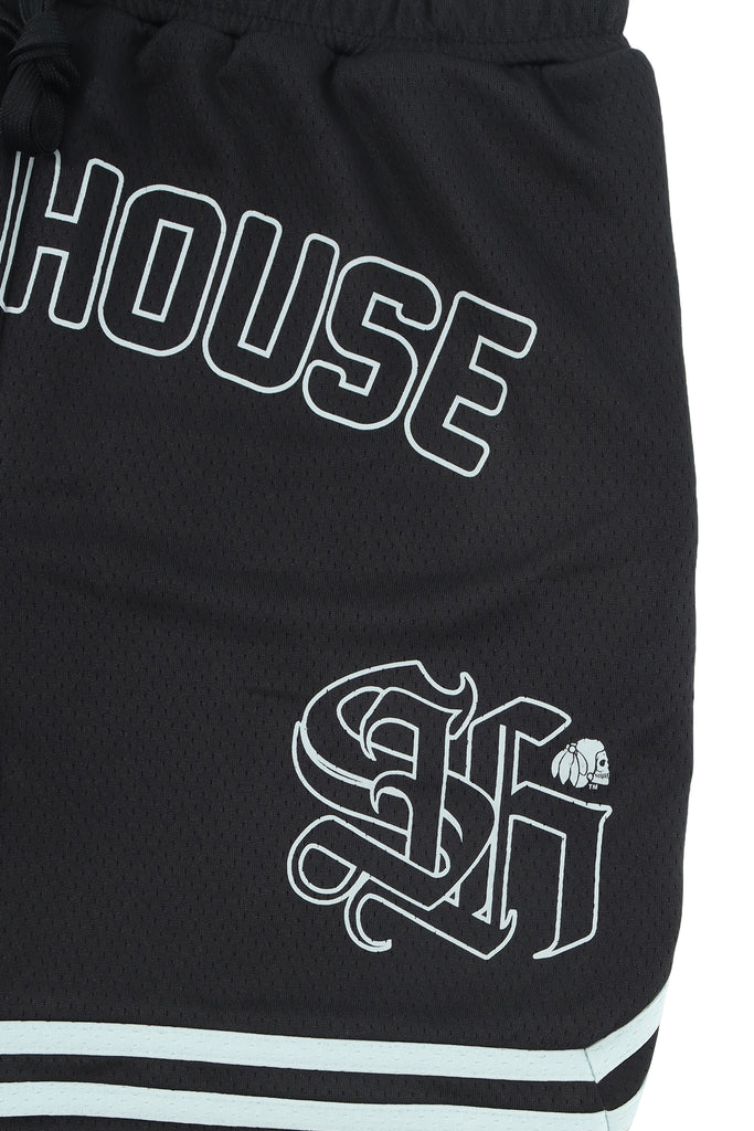 "LOCKED" BLACK MESH TODDLER MESH SHORTS