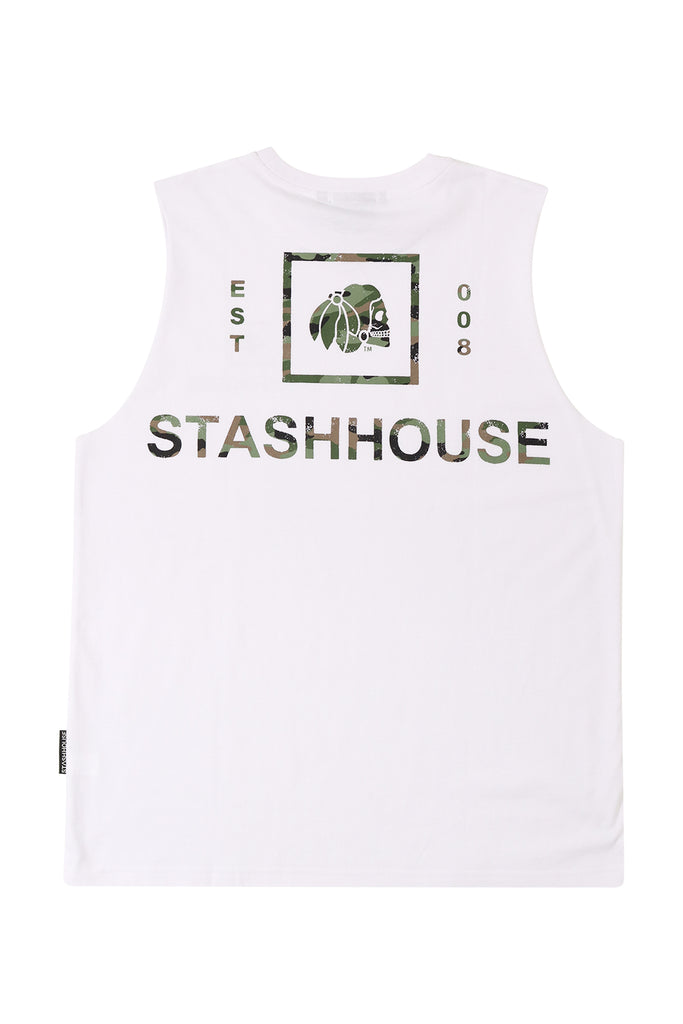 "BOXED" WHITE YOUTH MUSCLE TEE
