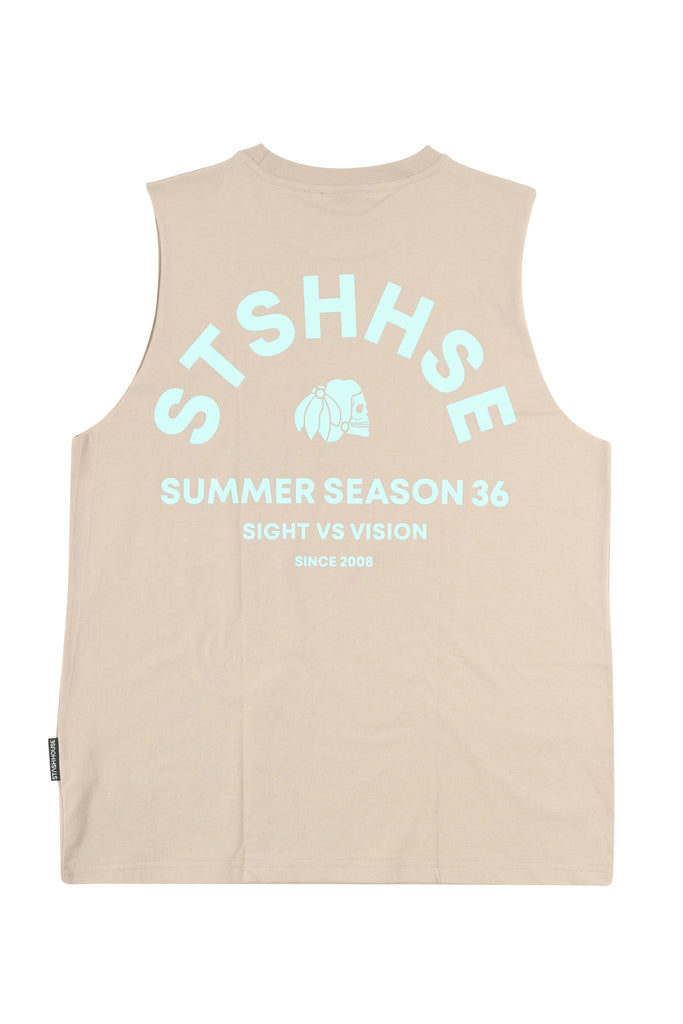 "VISION" TAUPE YOUTH MUSCLE TEE