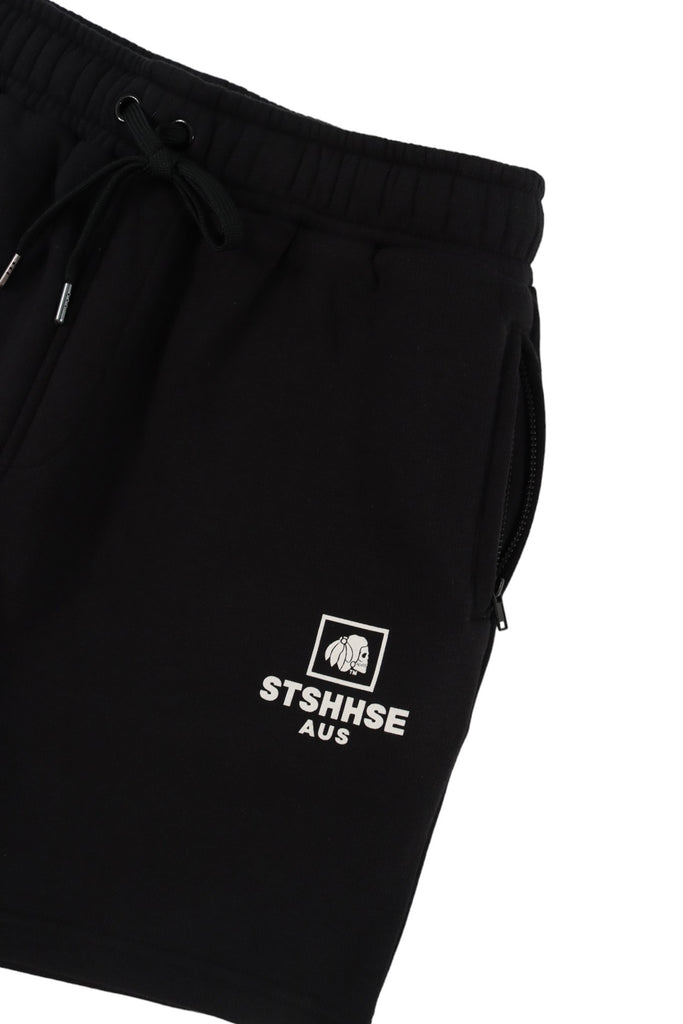 "BOXED W24" BLACK YOUTH TRACK SHORTS