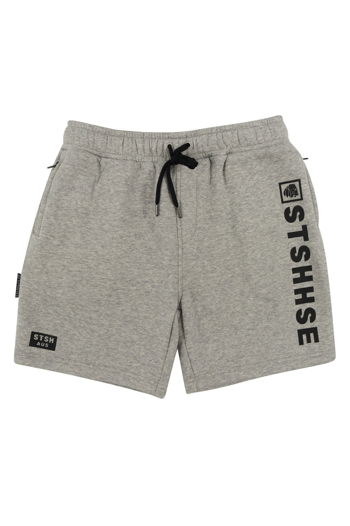 "SQUARED" GREY MARLE YOUTH TRACK SHORTS