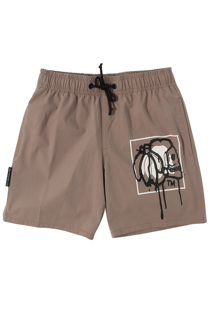 "DRIP" TAUPE YOUTH LIFESTYLE SHORTS
