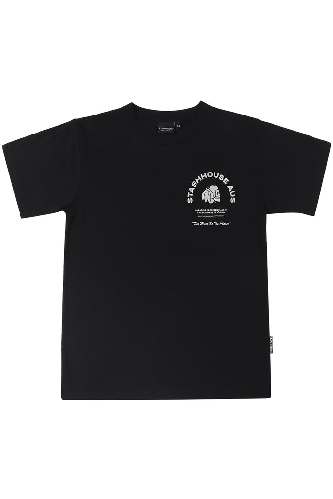 "LEISURE" BLACK YOUTH TEE