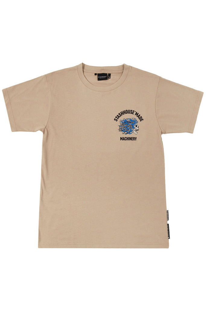"MACHINERY" TAUPE YOUTH TEE
