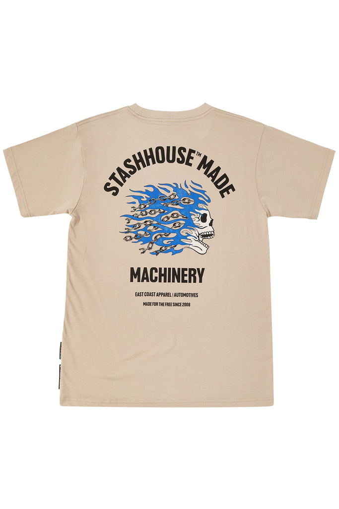 "MACHINERY" TAUPE YOUTH TEE