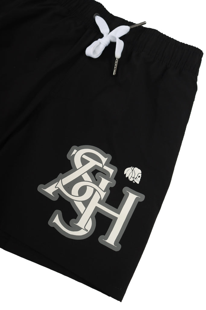 "MONOGRAM" BLACK YOUTH LIFESTYLE SHORTS