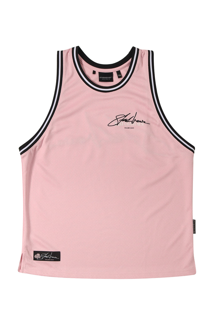 "SIGNATURE" ROSE MESH JERSEY