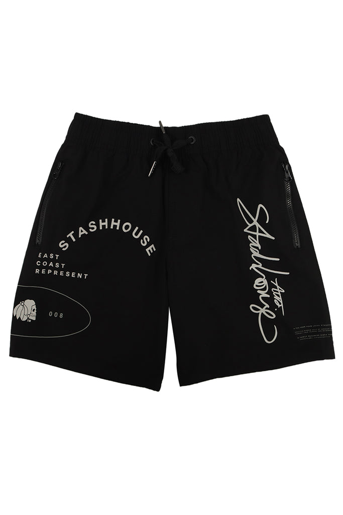 "TYPO" BLACK YOUTH LIFESTYLE SHORTS