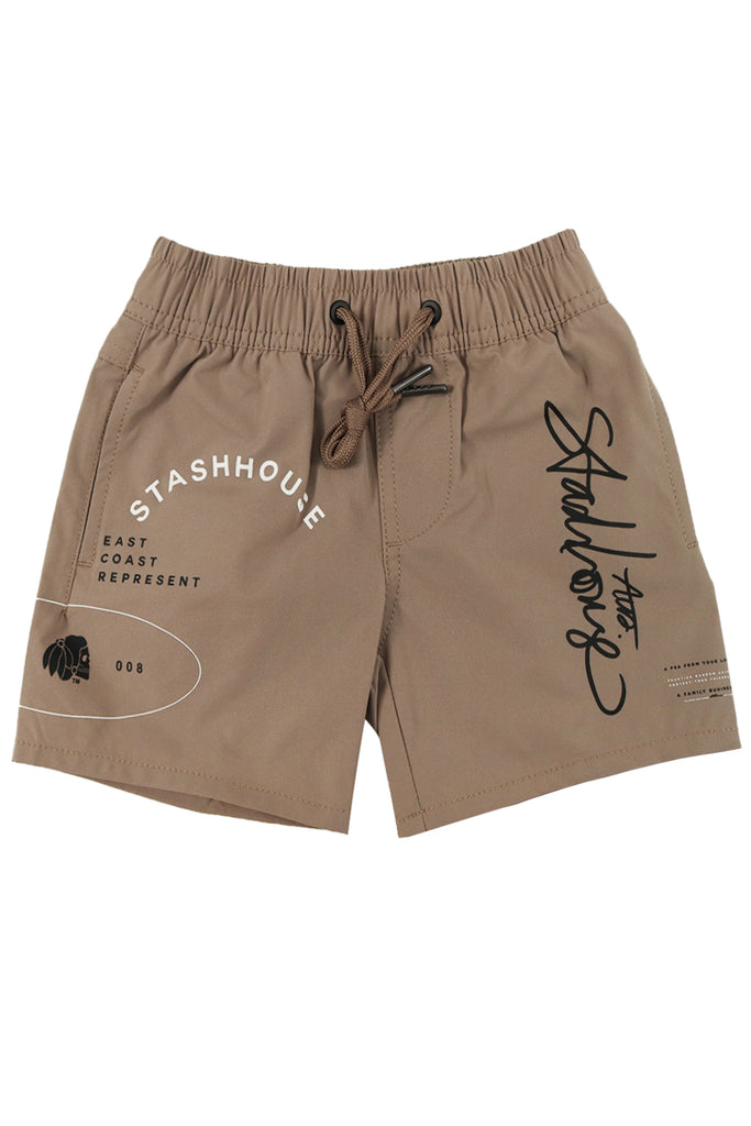 "TYPO" TAUPE TODDLER LIFESTYLE SHORTS
